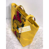 Sac "Wamii" en cuir jaune et pagne Wax