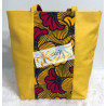 Sac "Wamii" en cuir jaune et pagne Wax