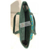 Sac "Wamii" en cuir vert foncé et pagne Wax