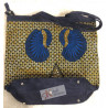 Sac "Afedjou" en daim bleu marine et pagne Wax