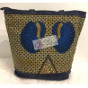 Sac "Afedjou" en daim bleu marine et pagne Wax