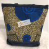 Sac "Afedjou" en daim bleu marine et pagne Wax