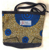 Sac "Afedjou" en daim bleu marine et pagne Wax